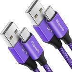 Purple USB A to USB C Cable 10ft 2-Pack