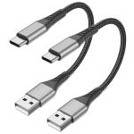 Short USB-C Cable 2 Pack - 6 Inch Braided