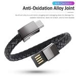Braided Leather USB-C Charging Bracelet 8.9in