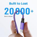 Purple USB A to USB C Cable 10ft 2-Pack