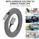 JISWK 3FT Braided USB-C Charger Cable 3-Pack