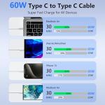 60W USB-C to USB-C Fast Charge Cable 4-Pack
