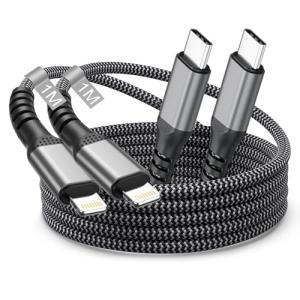 2-Pack MFi Certified USB-C to Lightning Cable