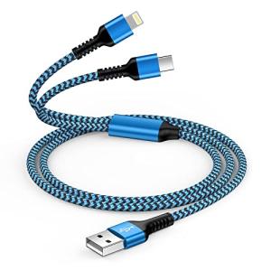 2 in 1 Nylon Braided USB-C and Lightning Cable