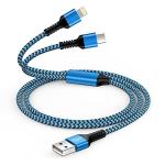 2 in 1 Nylon Braided USB-C and Lightning Cable