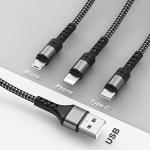 RAVIAD 3-in-1 Nylon Braided Multi Charger Cable