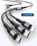 RAVIAD 3-in-1 Multi Charger Cable, 2-Pack