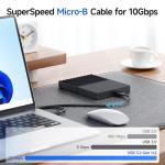 10G USB-C to Micro-B Cable, 0.3m, Black