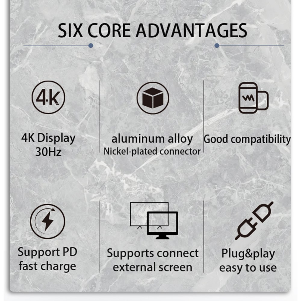 7 in 1 USB-C Hub with HDMI-Compatible Adapter