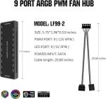ARGB PWM Fan Hub with Magnetic Base and 18 Ports