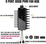 ARGB PWM Fan Hub with Magnetic Base and 18 Ports