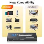 7-Port HDMI Switcher with Remote and 4K Support