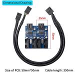 USB 9-Pin Header Hub Splitter Cable 35cm