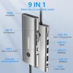9-in-1 USB-C Hub with HDMI and Audio Ports