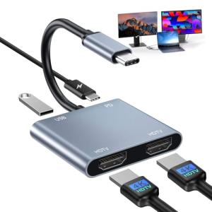 USB-C Dual HDMI Adapter for Dual Monitors