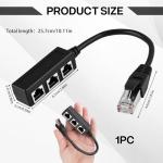 RJ45 Ethernet Splitter 1 Male to 3 Female