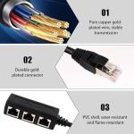 RJ45 Ethernet Splitter 1 Male to 3 Female