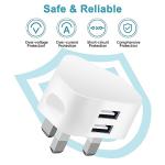 3-Pack Dual Port USB Plug UK Adapter