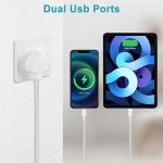 3-Pack Dual Port USB Plug UK Adapter