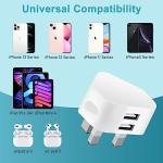 3-Pack Dual Port USB Plug UK Adapter