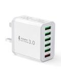Tupneuf 33W USB Plug Fast Charge, 6-Port Multi Charger Plug UK Charging Power Adapter Multiple Quick Charge 3.0 Wall Mains Plug for iPhone 16 15 14 13 12 11 Pro Max X XR XS 8 7 6 6S Plus 5 5S SE, iPad