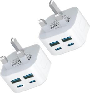 40W USB-C Fast Charger Plug, 2-Pack