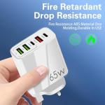 JINHENDS 65W USB-C 5-Port Fast Charger White