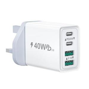 40W 4-Port USB-C Fast Charger Plug