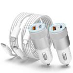 48W Dual USB-C Car Charger with Cables