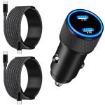 Fast Car Charger with 2 Type-C Cables