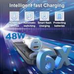 48W Dual USB-C Car Charger with Cables