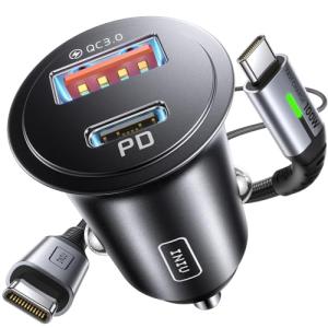 60W Fast USB-C Car Charger with 1M Cable