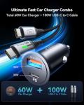 60W Fast USB-C Car Charger with 1M Cable