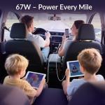 67W 3-Port USB-C Car Charger Adapter