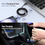 Coiled USB-C Fast Charger Cable for Phones