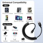 Coiled USB-C Fast Charger Cable for Phones