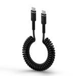 Coiled USB-C Retractable Charger Cable for Cars