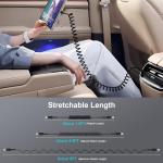 Coiled USB-C Retractable Charger Cable for Cars
