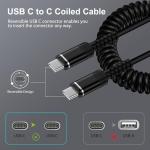Coiled USB-C Retractable Charger Cable for Cars