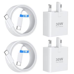 30W Fast USB-C Charger 2 Pack for iPhone