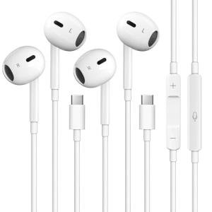 2-Pack USB-C Earphones with Mic and Volume Control