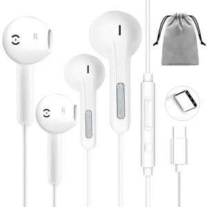 2 Pack USB-C Earbuds with Mic & Volume Control