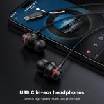 MOSWAG Wired USB-C Headphones with Microphone