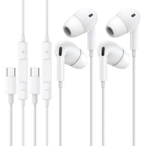 USB-C Earphones with Mic and Volume Control (2-Pack)