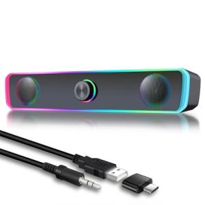 INGONEON RGB USB-C Powered Desktop Soundbar Speakers