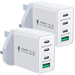 2-Pack 40W USB-C Fast Charger Multi-Plug Adapter