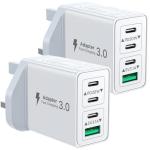 2-Pack 40W USB-C Fast Charger Multi-Plug Adapter