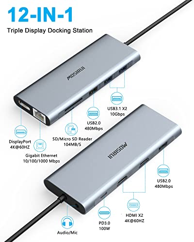 12-in-1 USB-C Hub with Dual Monitors