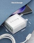 Tupneuf 33W USB Plug Fast Charge, 6-Port Multi Charger Plug UK Charging Power Adapter Multiple Quick Charge 3.0 Wall Mains Plug for iPhone 16 15 14 13 12 11 Pro Max X XR XS 8 7 6 6S Plus 5 5S SE, iPad