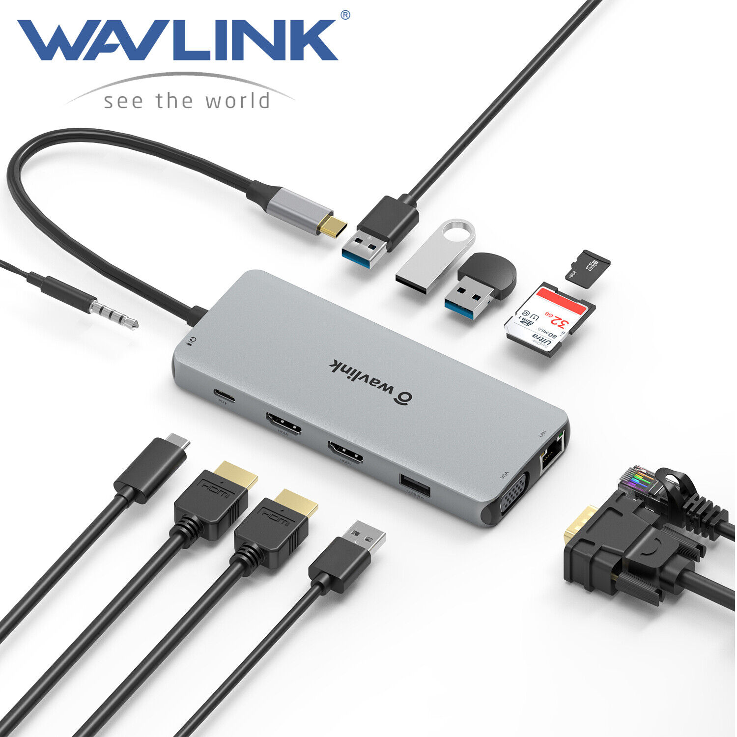 Multiport USB-C Hub with HDMI and Card Reader